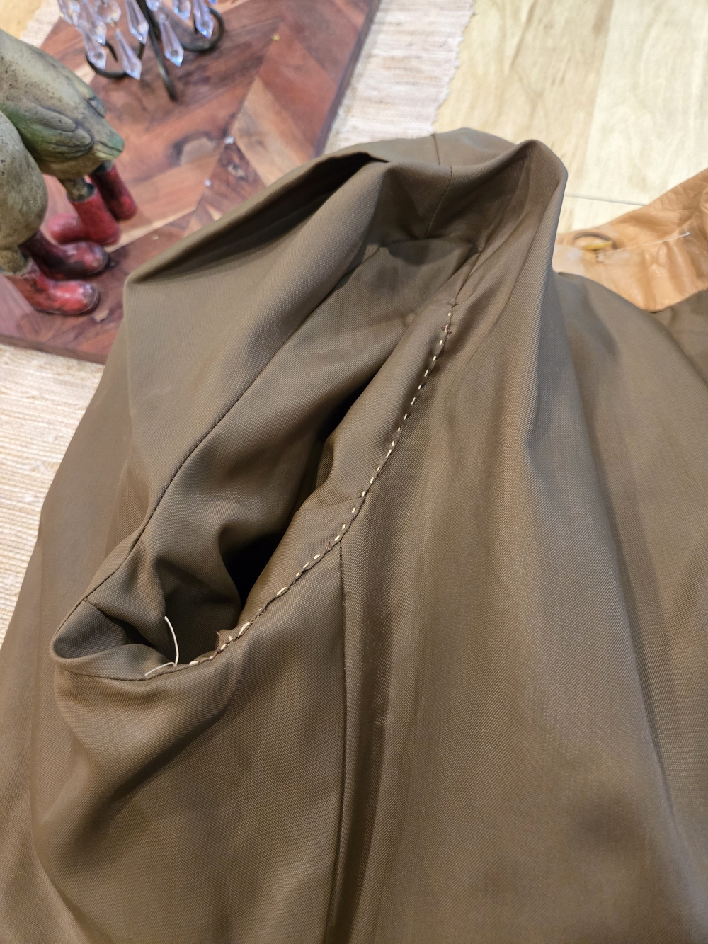 Vintage 1970s Genuine Leather Trench Coat Removable Shearling Collar Belted Boho - Picture 14 of 14
